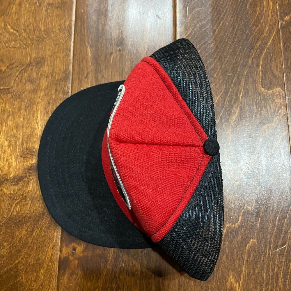 Challenger Caps Vintage 70s 80s Advance Transportation Trucker Red Black Hat OS - Picture 4 of 7